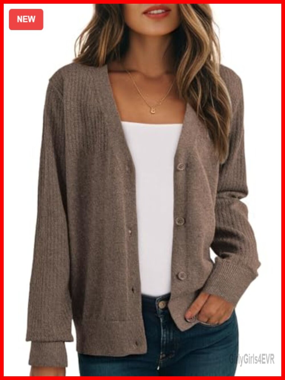 Wool Blend V-Neck Button Down Cardigan Sweater Long Sleeve Knit